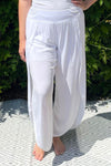 LENA Plain Split Leg Trousers - White