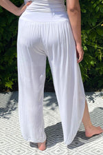 LENA Plain Split Leg Trousers - White