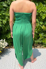 SARA Plain Bardot Jumpsuit - Jade Green