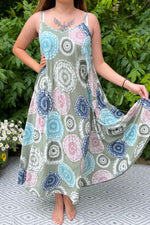 ANGEL Circle Print Maxi Dress - Khaki