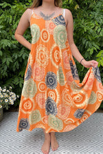 ANGEL Circle Print Maxi Dress - Orange