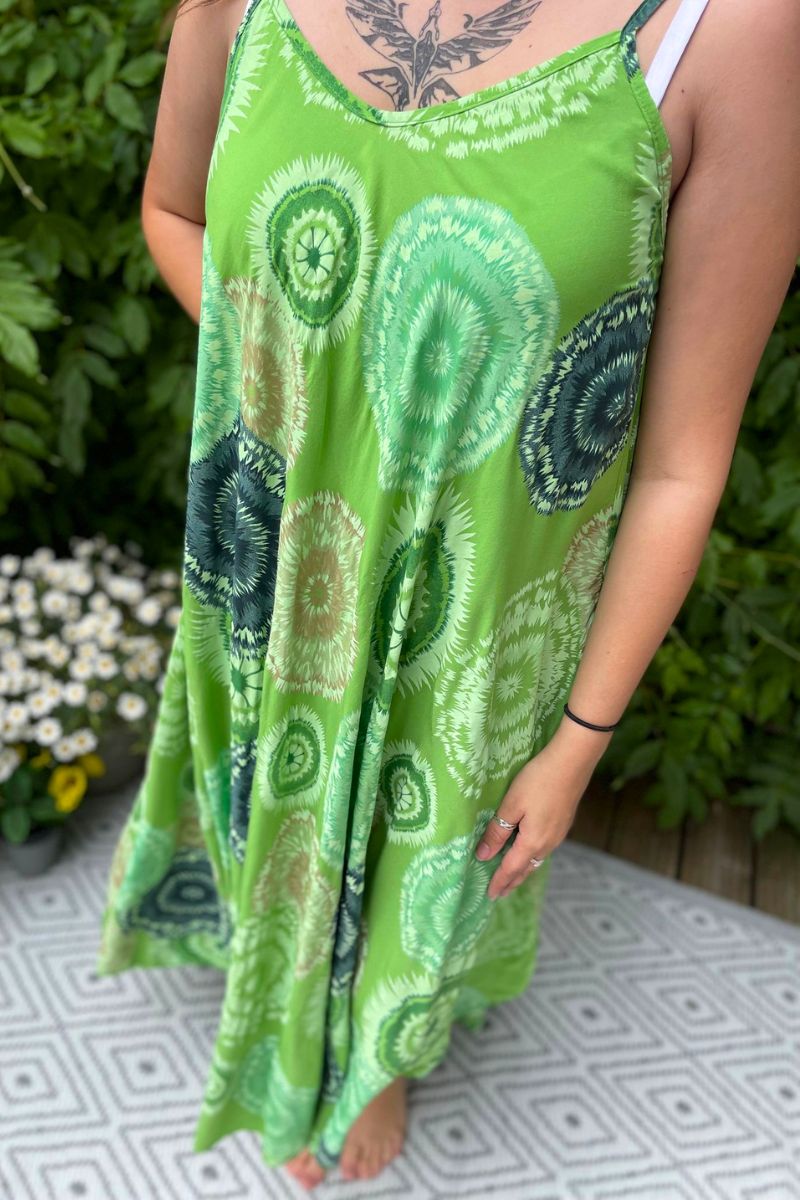 ANGEL Circle Print Maxi Dress - Apple Green