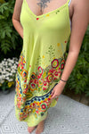 ARIEL Floral Handkerchief Dress - Lime Green