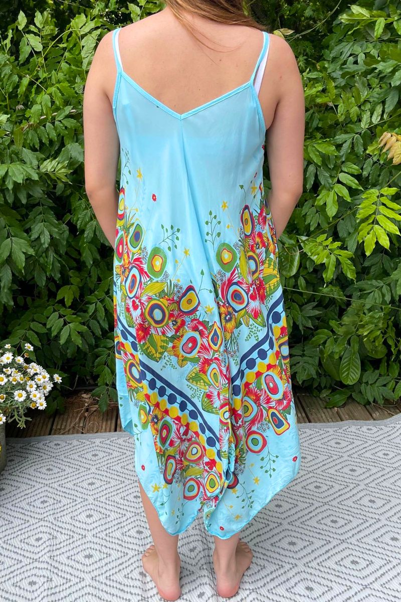 ARIEL Floral Handkerchief Dress - Sky Blue