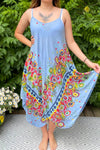 ARIEL Floral Handkerchief Dress - Denim Blue
