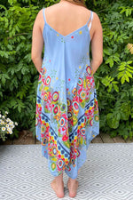 ARIEL Floral Handkerchief Dress - Denim Blue