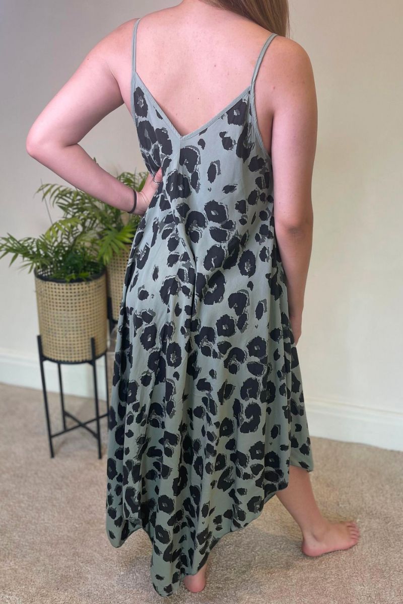KAYLEIGH Leopard Print Handkerchief Dress - Khaki