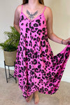 KAYLEIGH Leopard Print Handkerchief Dress - Fuchsia