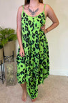 KAYLEIGH Leopard Print Handkerchief Dress - Apple Green