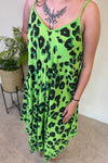 KAYLEIGH Leopard Print Handkerchief Dress - Apple Green