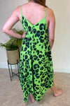 KAYLEIGH Leopard Print Handkerchief Dress - Apple Green