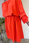 KELLY Plain Bardot Dress - Orange