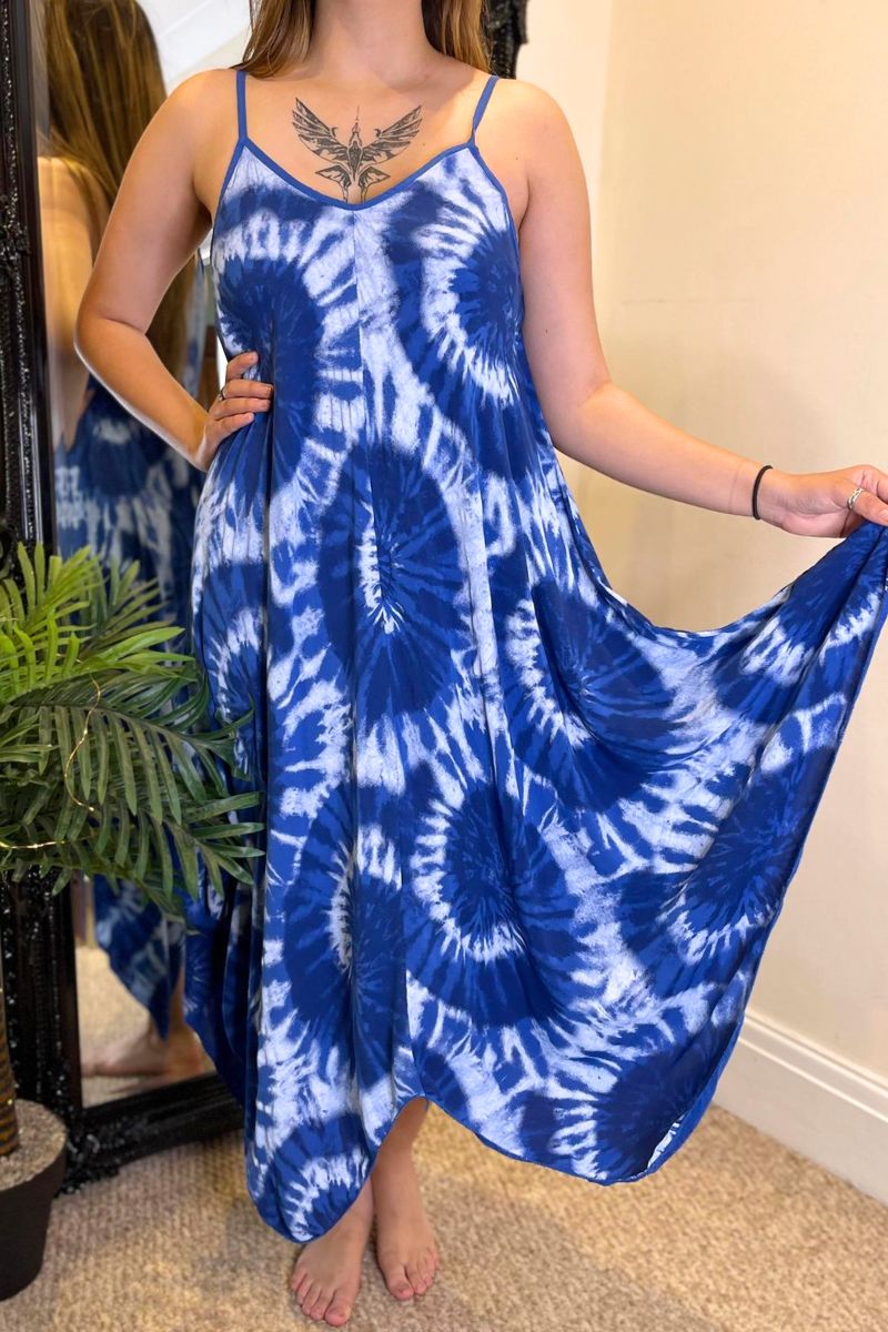HETTY Tie-Dye Dress - Royal Blue