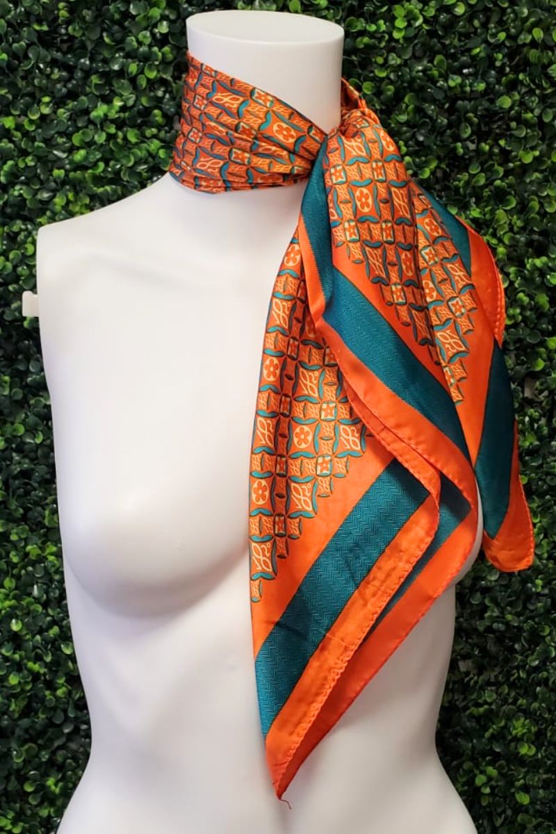 Orange Floral Neck Scarf - C46