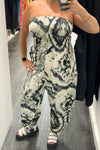 FLORENCE Tie-Dye Bardot Jumpsuit - Black