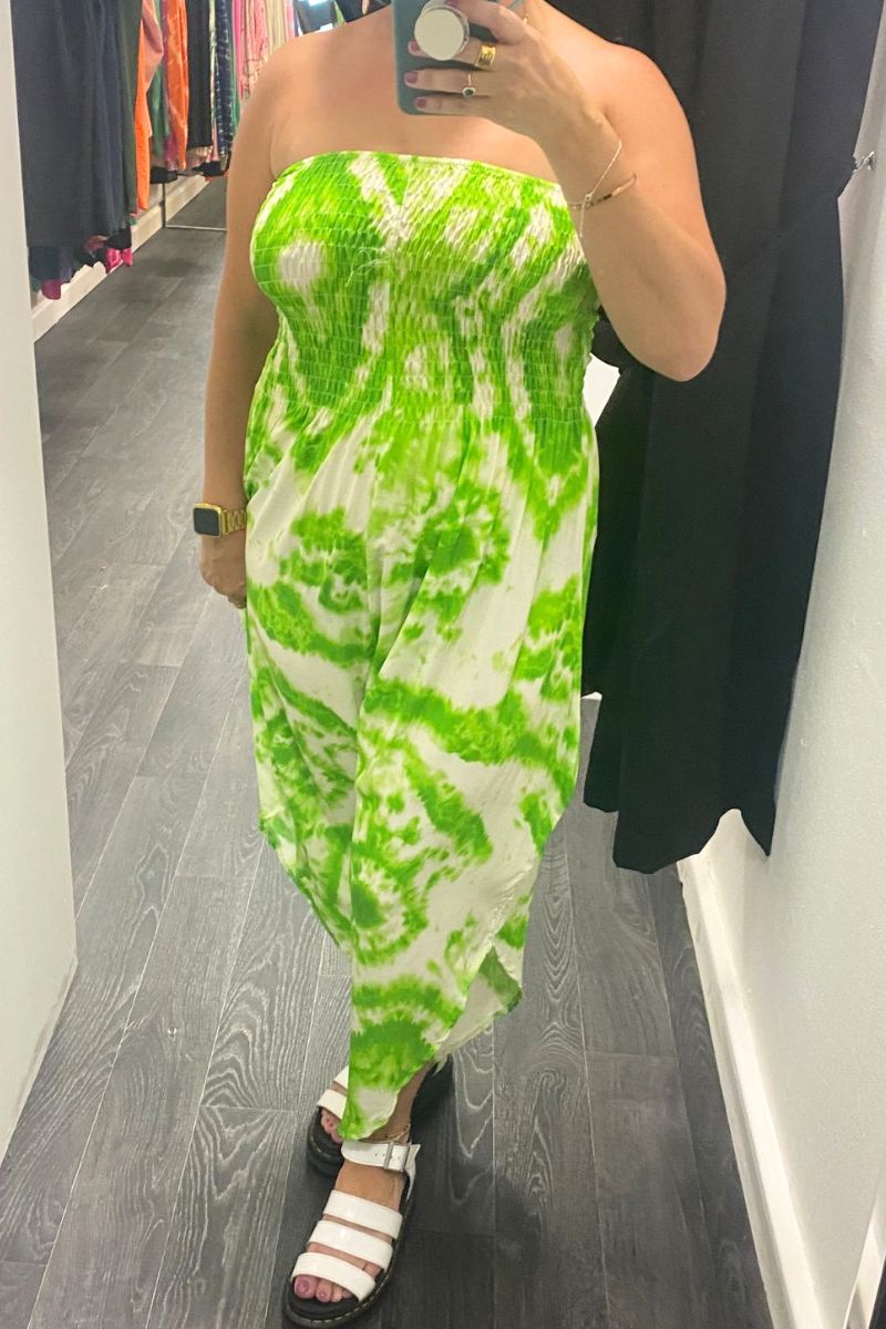 FLORENCE Tie-Dye Bardot Jumpsuit - Green
