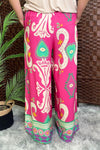 ROVA Abstract Palazzo Trousers - Fuchsia