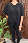 KODA Plain Tie Top - Black