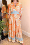 RIA Circle Print Jumpsuit - Orange