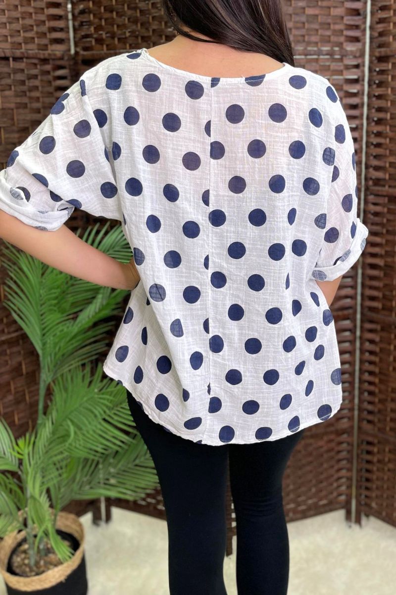 DOTTY Polka Dot Top - White