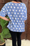 DOTTY Polka Dot Top - Denim Blue