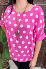 DOTTY Polka Dot Top - Fuchsia