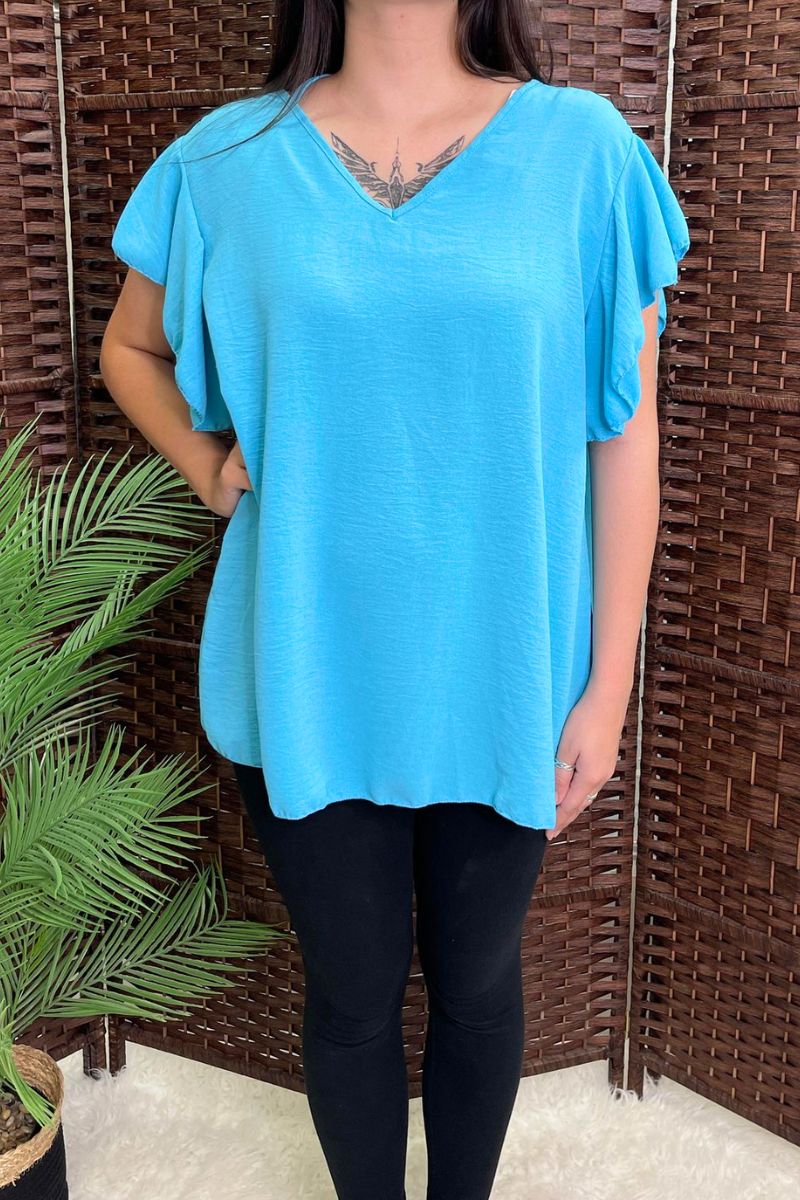 ALISA Plain Tie Back Top - Turquoise