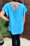 ALISA Plain Tie Back Top - Turquoise