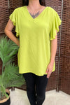 ALISA Plain Tie Back Top - Lime Green