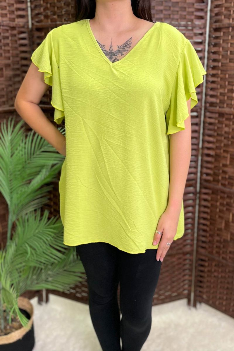 ALISA Plain Tie Back Top - Lime Green