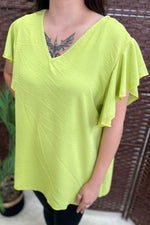 ALISA Plain Tie Back Top - Lime Green