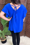 ALISA Plain Tie Back Top - Royal Blue