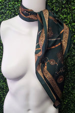 Forest Green Chain Detail Neck Scarf - C56