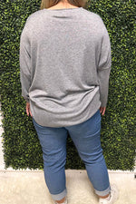 LINDA Plain Fine Knit Top - Grey