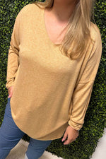 LINDA Plain Fine Knit Top - Camel