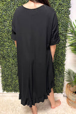 SHELLEY Frill Hem Dress - Black