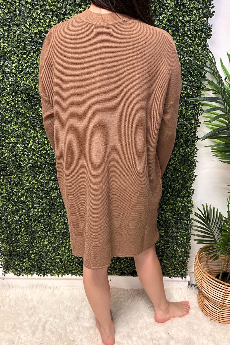 RACHEL Plain Knitted Dress - Brown