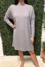 RACHEL Plain Knitted Dress - Grey