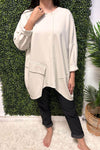 EVELYN Oversized Plain Top - Cream