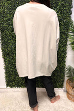 EVELYN Oversized Plain Top - Cream