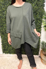 EVELYN Oversized Plain Top - Khaki