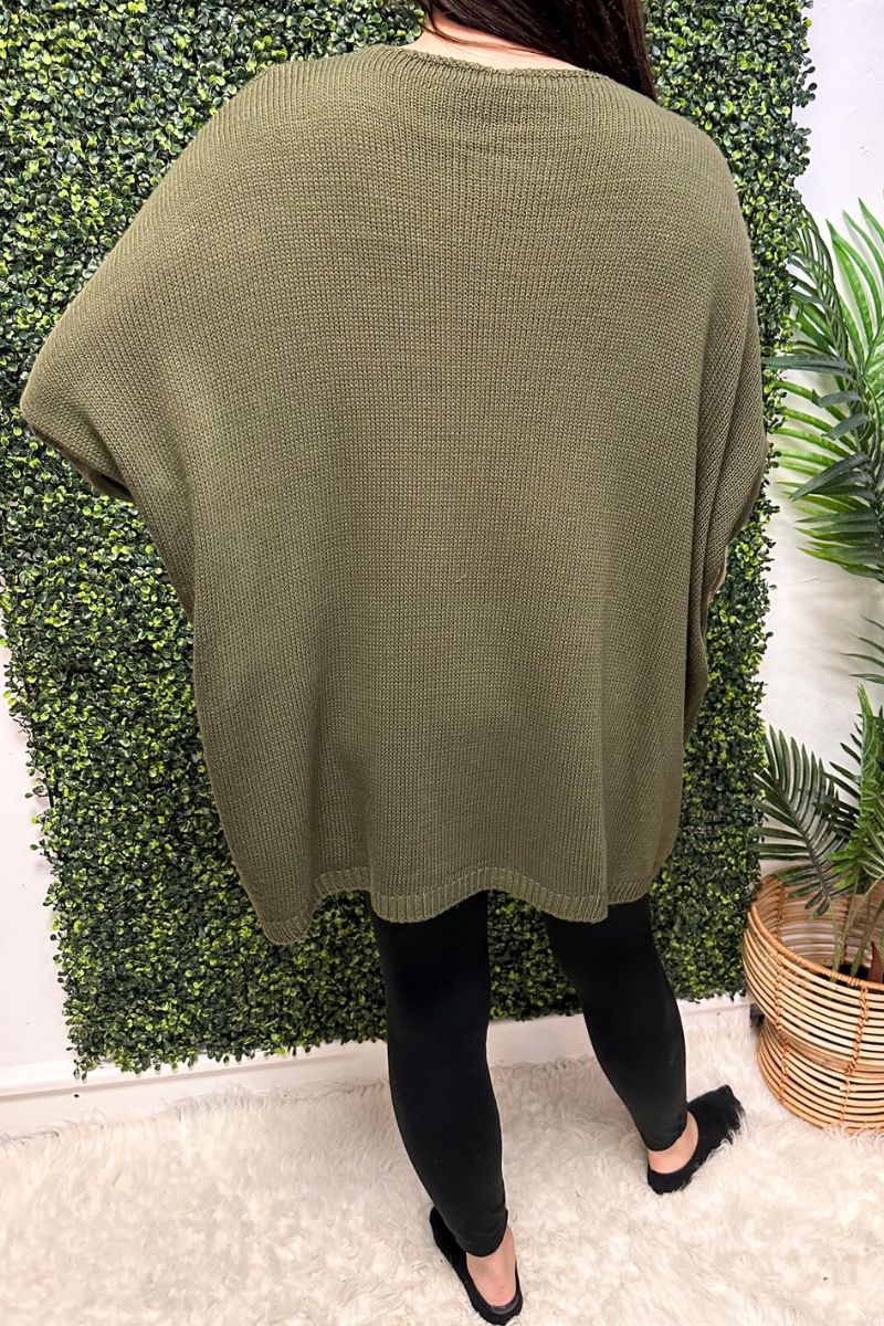 BEATRIX Knitted Heart Jumper - Khaki
