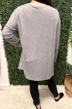 ARLENE Hi-low Hem Fine Knit Top - Light Grey
