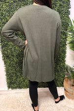 ARLENE Hi-low Hem Fine Knit Top - Khaki