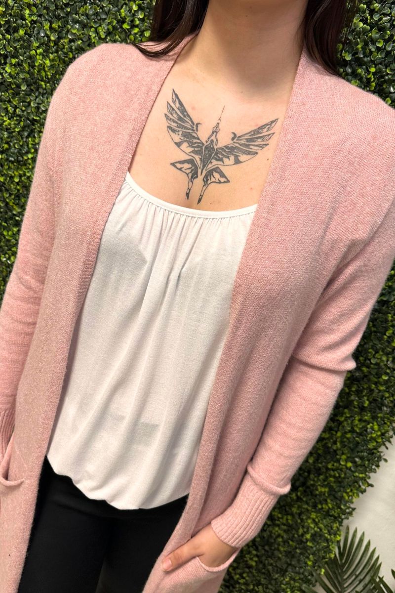VIDA Plain Cardigan - Pink