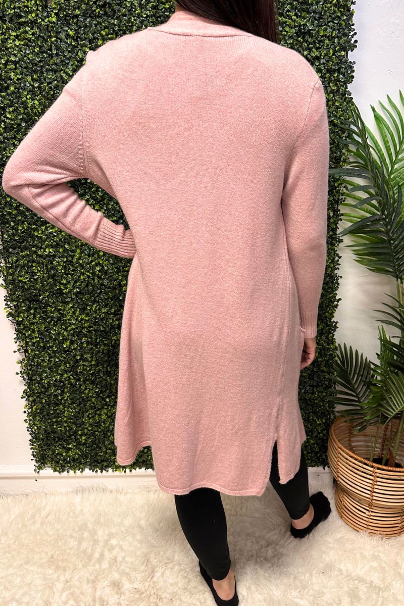 VIDA Plain Cardigan - Pink