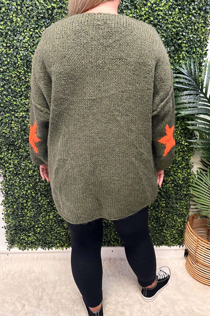 BERYL Knitted Star Top - Khaki