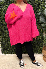 BERYL Knitted Star Top - Fuchsia