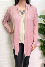 AMELLE Waffle Knit Cardigan - Pink