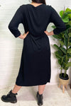 CLARA Button Detail Fine Knit Dress - Black